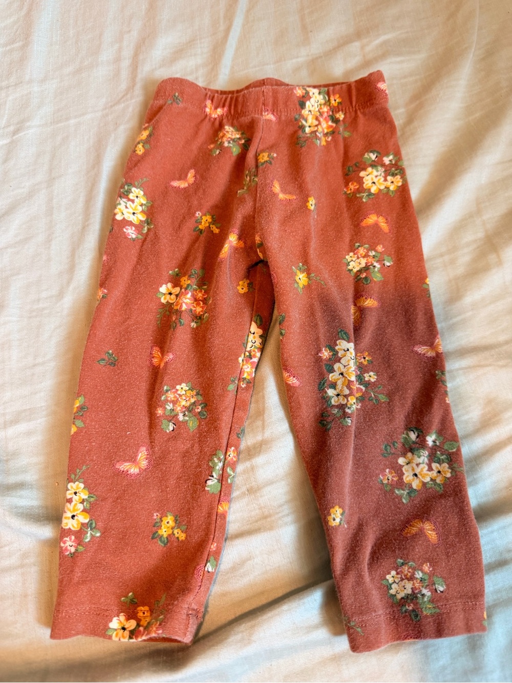The children’s place 12-18M tan floral fall cute pull on toddler leggings